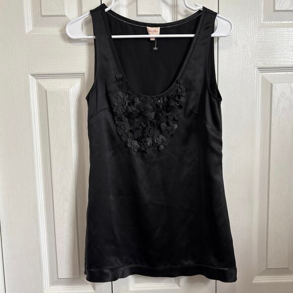 Whistles 100% silk black embellished tank size 4 - Picture 1 of 11